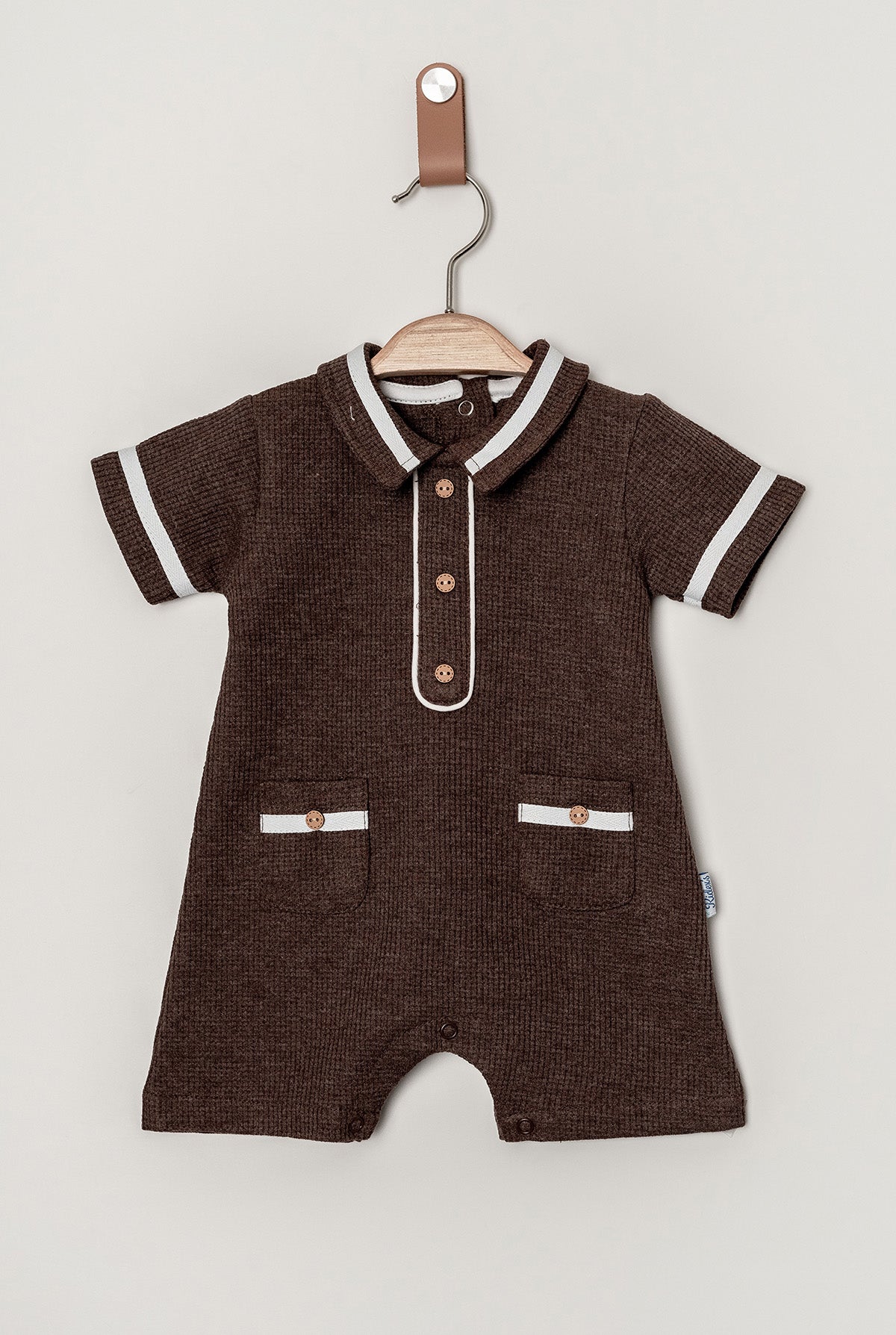 Erkek Bebek Yazlık Polo Yaka Düğmeli Tulum Cepli Model 3-12 Ay